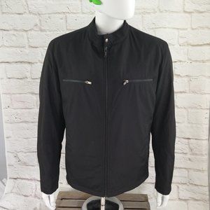 Guess JACKET Solid Zip-up Coat Black Mens Sz Large
